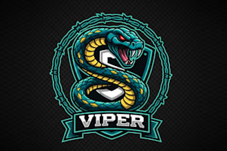 create snake mascot logo design with company