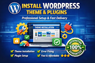 install and configure wordpress theme and plugins