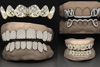 do any type of custom grillz and teeth jewelry design model for printing