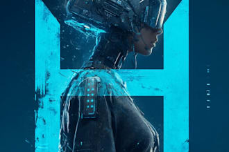 draw futuristic cyberpunk logo or typography
