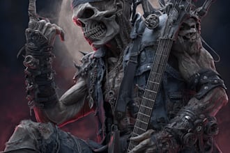 create detailed dark, brutal, horror, heavy metal art