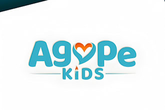 design minimalist childcare, education, toy store, preschool and kids logo