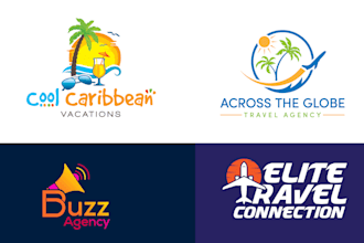 design travel agency logo for hotel resort summer beach vacation