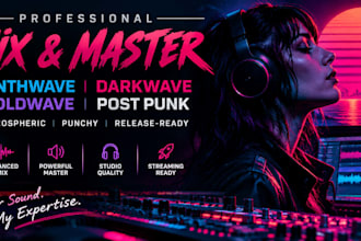 mix and master synthwave, darkwave music, coldwave or post punk