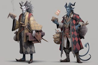 design dnd party, fantasy character, or game art