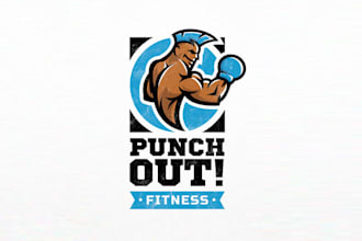 design a very amazing sporty logo for punch out fitness