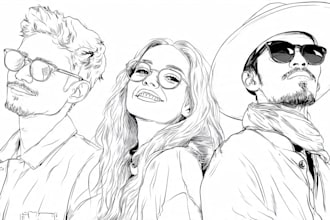draw any vector line art, one line art, illustrations
