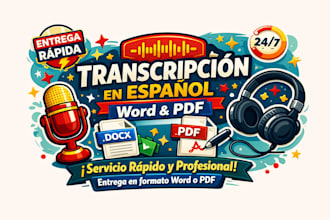 transcribiré audios, videos o escritura a mano en español