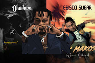 draw cartoon music artwork, album cover art, and single cover illustration