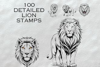 make retro tiger lion crown logo