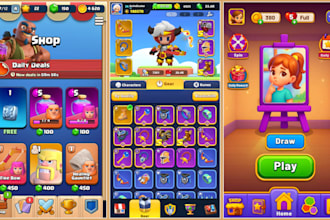 create custom 2d game UI UX design and UI assets for mobile and PC games