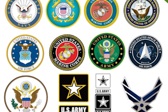 create US military, army, navy, air force, vector logo