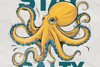 design hand drawn t shirt octopus logo