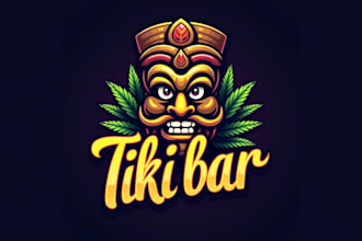 design outstanding tiki mask mascot logo