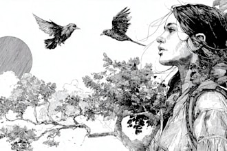create pen and ink character drawings and concept art