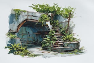 draw a watercolor landscape illustration