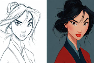 draw magical disney style art for you