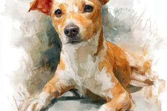 custom pet portrait, digital art, watercolor, pet memorials