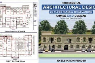 design professional 2d floor plans and 3d house elevations