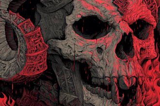 draw dark, brutal, horror, and heavy metal art illustration