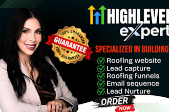 setup gohighlevel CRM website ghl funnel and workflows for roofing companies