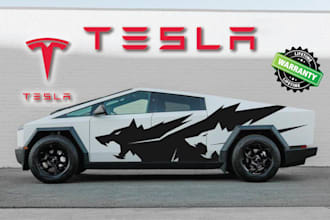 create tesla cybertruck wrap design, truck wrap,car wrap design,or any vehicle