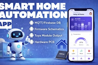 develop smart home automation iot app dashboard and esp32 firmware project