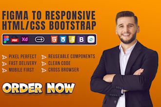convert figma to responsive HTML, CSS, and bootstrap 5