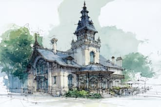 do exterior interior architectural sketches