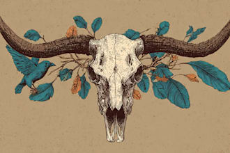 draw vintage handdrawn style skull animal illustration