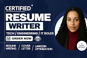 write, edit, design your tech, engineering, IT resume or CV