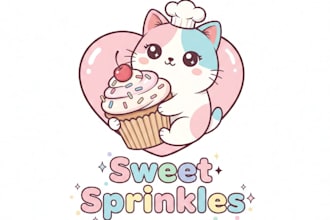 design a cute and adorable kawaii logo for your brand