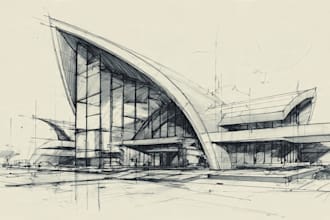 draw an architectural sketches of building illustrations
