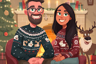 create new year and christmas character art