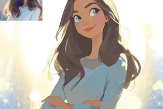 draw a portrait in semi realism disney cartoon style