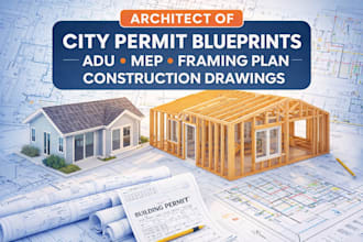 architect of city permit blueprints adu mep framing plan construction drawings
