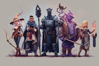 illustrate your dnd campaign party in fantasy art style