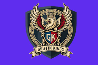 draw wonderful grifin king mascot logo design with 1 day delivery