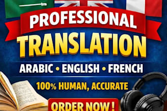 translate arabic english and french