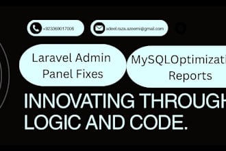 fix, improve, or build a laravel admin panel with mysql