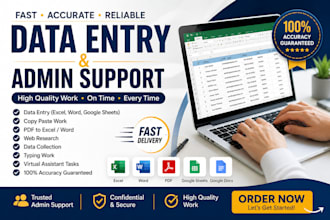 do data entry excel data entry and admin support work