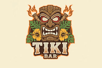 design tiki ber vintage logo design with unlimited review