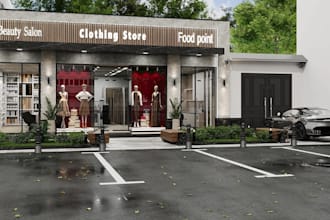 refined old boutique environment,modern retail hub design, store interior render