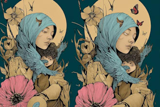 draw your portrait in surreal art nouveau inspired style