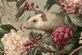 draw an animal and botanical illustration