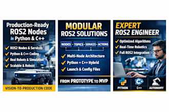 develop production ready ros2 robotics nodes in python, cpp for real robots