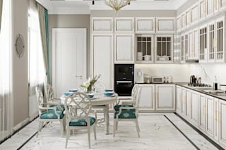 visualize modern bespoke kitchen, neoclassic interior render, sketchup 3d model