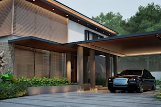render tropical minimalist house,luxury real estate design, property development