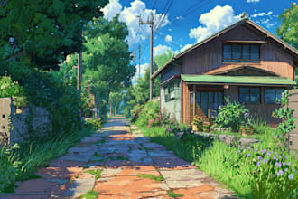 draw anime manga 2d art and background