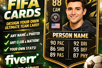 create custom FIFA card with your photo, name, and stats